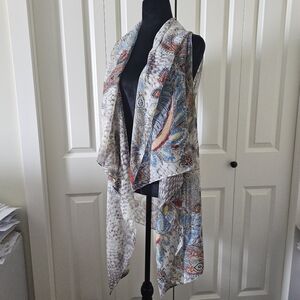Paisley Waterfall Vest Semi Sheer Top Flowy Boho Layering Western Hippie OS